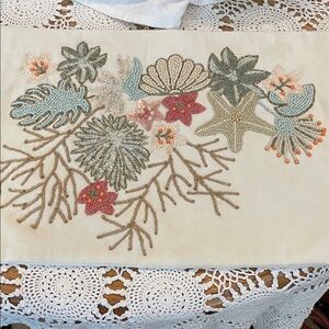 Beaded Floral Embroidered Pillow